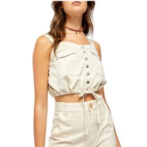 Free People Women’s Denim Drawstring Crop Top